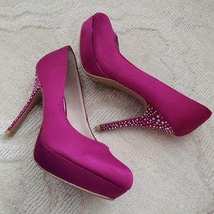 Fuschia heels with Crystals
